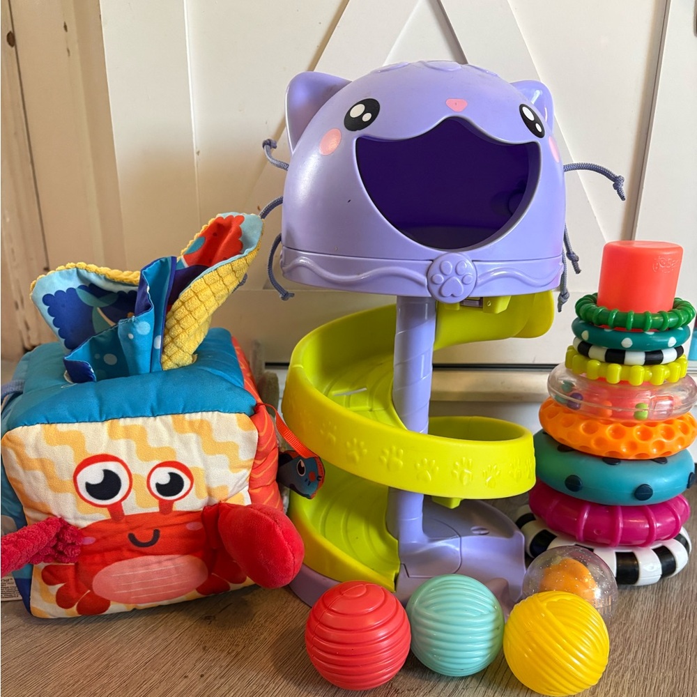Colorful Kids Toy Set with Stacking Rings and Activity Cube